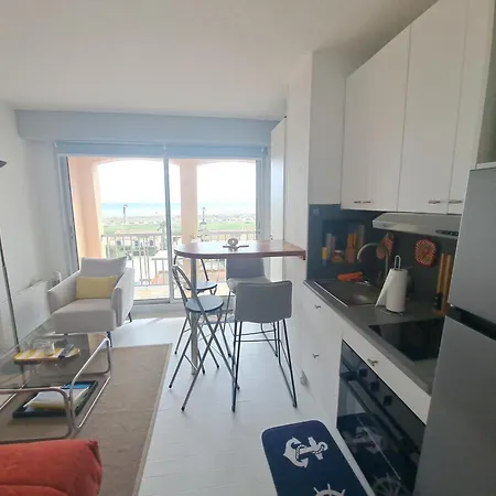 Barcares Village Studio Renove Avec Gout Face A La Plage Principale Vue Mer Superbe Avec Parking Piscine * לה ברקרה