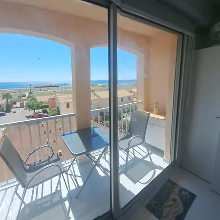 דירה Barcares Village Studio Renove Avec Gout Face A La Plage Principale Vue Mer Superbe Avec Parking Piscine לה ברקרה